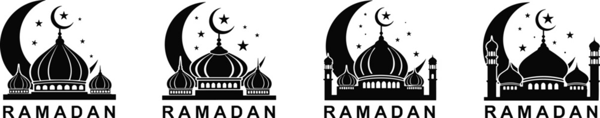 Collection of black silhouettes featuring martial arts fighters performing karate kicks parkour athletes jumping and urban freerunning movements isolated on a white background © IconicCreations