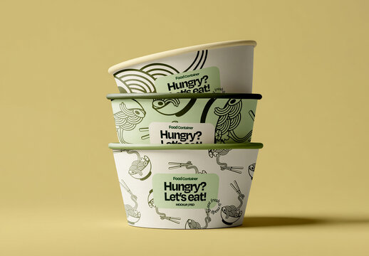 Takeaway Food Container Bowl Mockup Stack