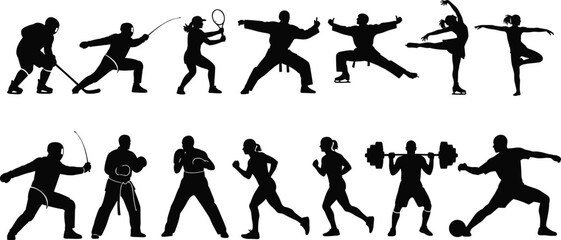 Set of Office Furniture Silhouettes Featuring Executive Desks Ergonomic Chairs Bookshelves Filing Cabinets and Workspace © IconicCreations