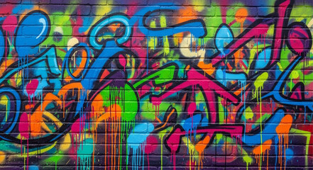 Colorful Graffiti Art on Urban Wall. © wardani