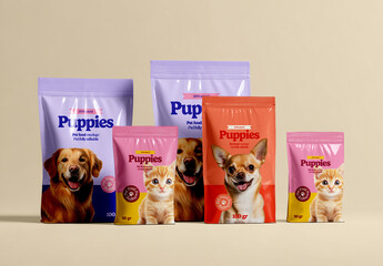Pet Food Packaging Bag Set Mockup