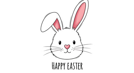 Obraz premium The cute bunny face illustration wishes happy Easter greetings.