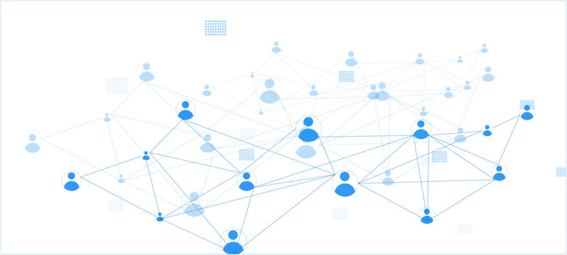 Network background. Connections with points, lines, and people icons. abstract network background