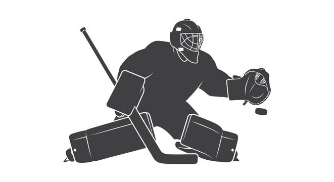 Vector illustration of a hockey goalie in action