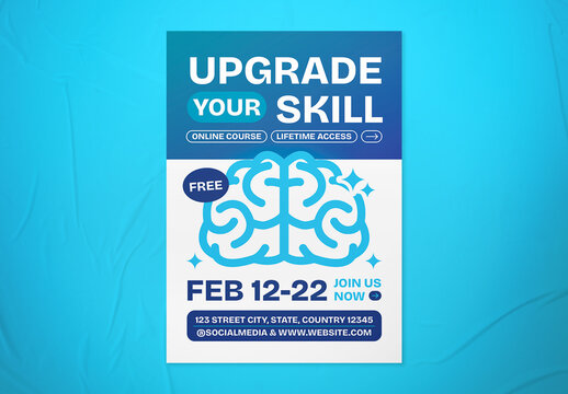 Blue Flat Online Course Promotion Flyer