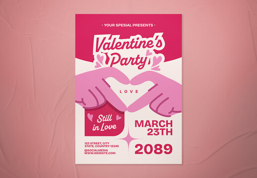 Red & Pink Flat Valentine Party Event Flyer