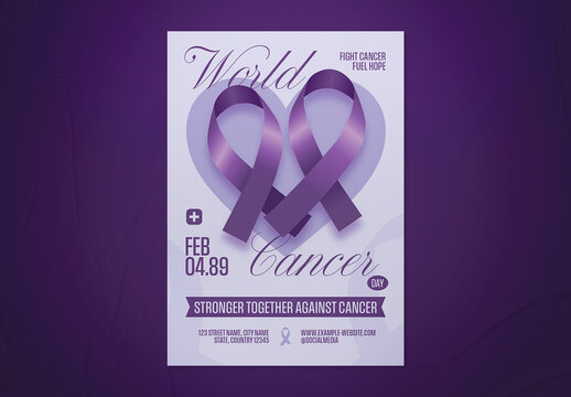 Purple Minimalist World Cancer Day Event Flyer