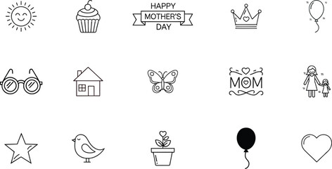 Happy mothers day illustrations and icons for greeting cards and gifts © RASEL