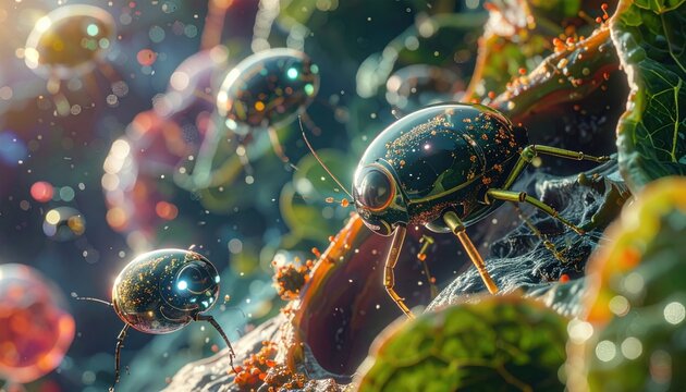 Tiny programmed micro robots delivering nutrients directly to plant cells in a microscopic world