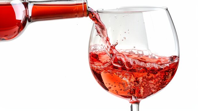 Json
     elegant depiction of red wine being poured into a glass in a refined isolated setting.