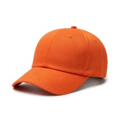 Fototapeta premium Bright orange baseball cap displayed against a plain background