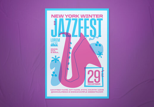 Blue & Pink New York Winter Jazz fest Flyer