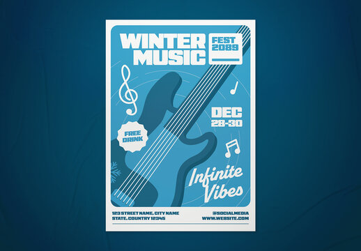 Blue & White Winter Music Fest Flyer