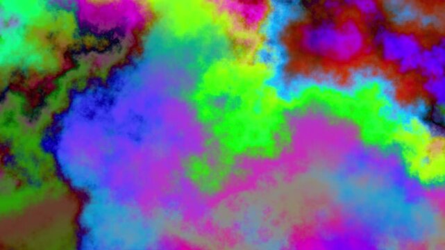 Abstract colorful tie dye texture background with marbling mist wavy watercolor gradient. Loop psychedelic background