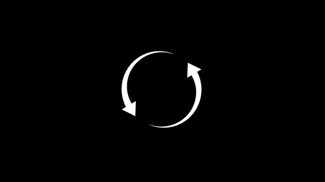 A white recycling symbol consisting of arrows in a circular motion