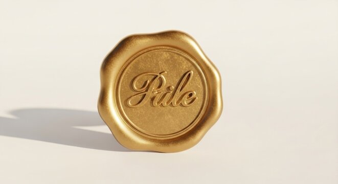Elegant Golden Seal with the Word Pile Embossed on a White Background.