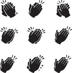 Obraz premium Applause clapping hands flat and line icon set vector illustration for web, app, UI, logo design use.