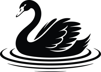 Obraz premium Black swan silhouette floating on water