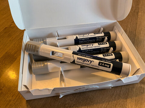 St. Louis, MO &mdash; March 9, 2026: Wegovy (semaglutide) 2.4 mg single-dose injection pen used for prescription weight loss and metabolic treatment
