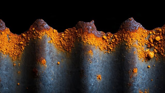 torn corrugated iron eet heavy rust and oxidized edges arp jagged metal contrasting with granu