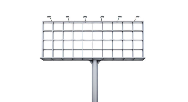 Large billboard standing on a single metal pole in an open area