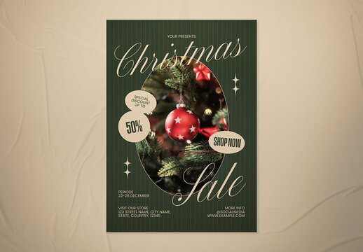 Green & Beige Modern Luxury Christmas Sale Flyer