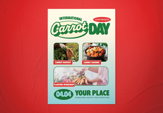 Green & Red Retro International Carrot Day Flyer