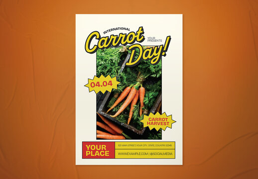 Yellow & White Retro International Carrot Day Flyer