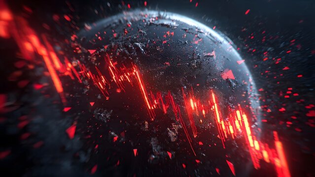 Concept of global crisis, energy shortage, economic impact, world in collapse, background of an abstract world in crisis.