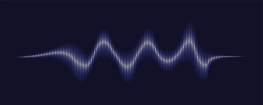 Sound wave line background, A vibrant abstract Dark navy blue equalizer with light glow effect, voice audio assistant, energy pulse beat. Vector soundwave illustration