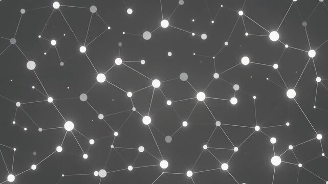 Interconnected digital network of glowing nodes and lines forming an abstract technological background, symbolizing data flow, communication, and complex system structures