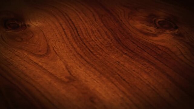 A close-up view of a wooden surface with visible wood grain patterns and texture