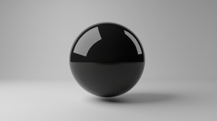A 3D rendered black sphere with a glossy finish.