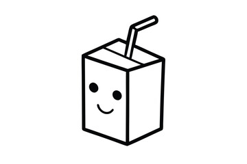 A single, cute doodle icon of a small blue and white milk carton with a tiny straw