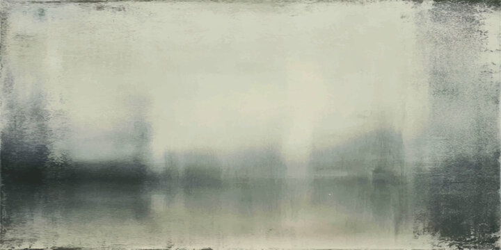 A tranquil autumn sunrise reflects off a misty lake as old grunge paper texture blends with the morning fog and forest trees under a cloudy dawn sky