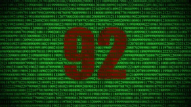  Number 96 made of binary code digital number 96 binary code matrix loop video background