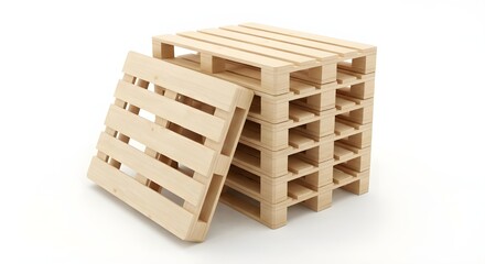 Stack of Wooden Pallets for Shipping and Logistics