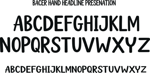 Obraz premium Handwritten Sans Serif Alphabet Font Set with Uppercase and Lowercase Letters for Typography, Branding, Poster Headlines, Logo Design, and Creative Display Projects