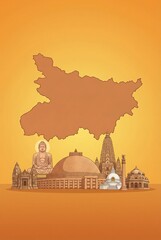 Obraz premium Bihar day poster illustration.