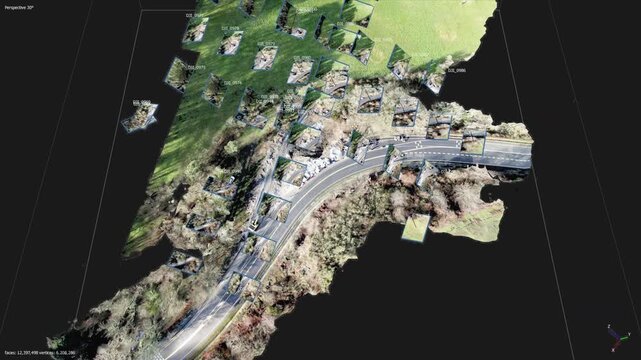 3D visualization of a photogrammetric model of the execution of a construction work.