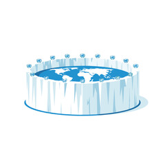 Flat Earth encircled by ice wall and United Nations logos