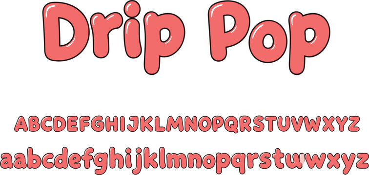 Drip Pop Bubble Alphabet Font Set with Uppercase and Lowercase Letters for Comic Style Typography, Kids Design, Branding, Posters, and Creative Display Projects