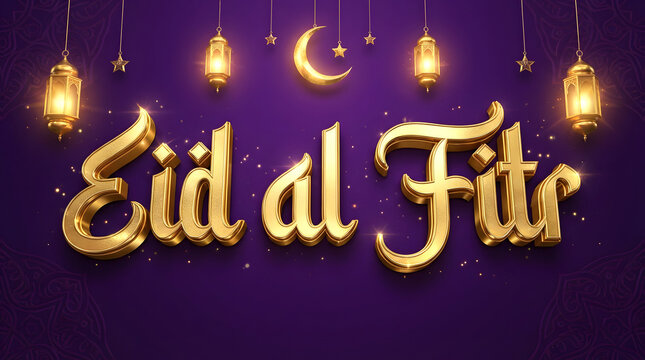 Eid Al Fitr Elegant Golden Typography For Eid Advertisement Happy Eid Mubarak Eid Banner Design