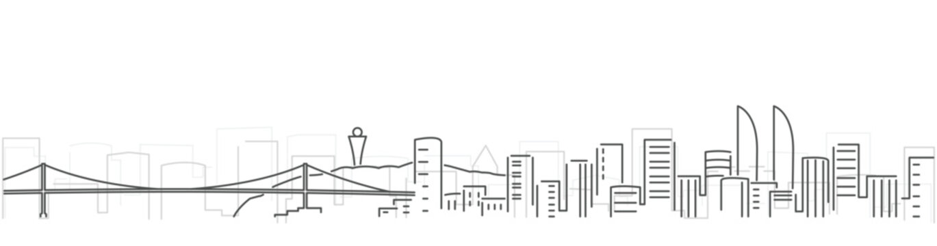 Xiamen Simple Dark Lines Skyline on White Background