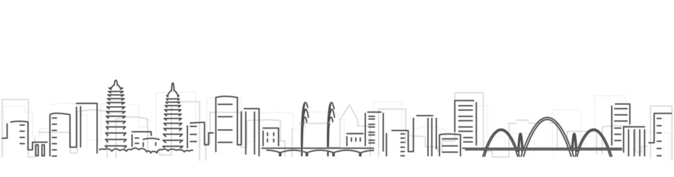 Taiyuan Simple Dark Lines Skyline on White Background
