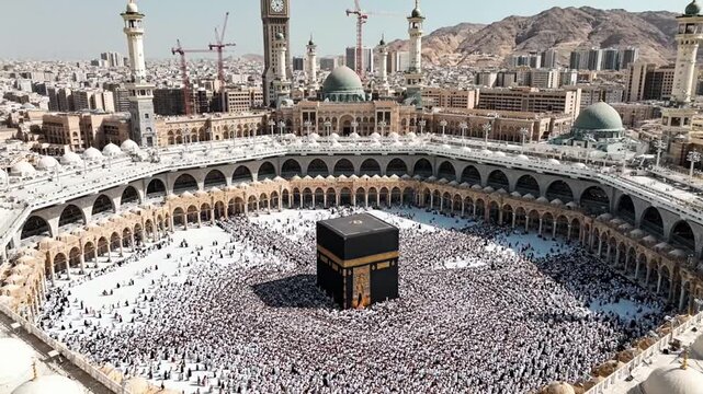 Aerial view of the Kaaba in Mecca.