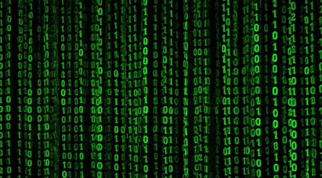 Green binary code displayed in a digital environment  