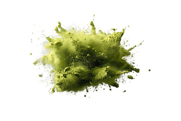 Fototapeta premium Green powder exploding, forming an energetic cloud of dust and splash, representing impact, celebration, and vitality