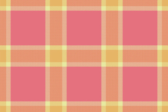 Man pattern textile texture, tattersall fabric tartan plaid. Choice vector background seamless check in red and amber colors.