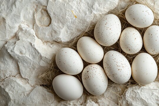 Heptaploid easter eggs resting on natural stone